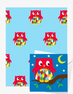 Owl Gift Wrap + Personalised Card Bundle