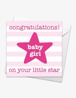 Pink Star Baby Card