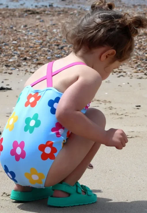 Rainbow Bloom Print Kids' Swimsuit