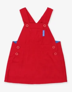 Red Corduroy Dungaree Dress