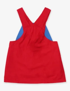 Red Corduroy Dungaree Dress