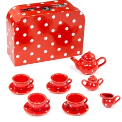 Red Polka Dot Porcelain Toy Tea Set