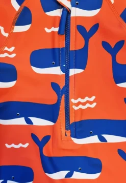 Whale Waves Print Long-Sleeved Baby Swimsuit